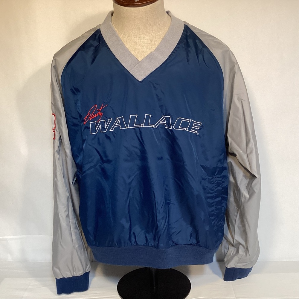 Winners Circle Rusty Wallace NASCAR Blue Gray Pullover Windbreaker Size Men’s XL